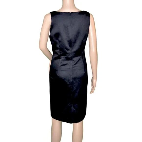 Classic Talbots Black Minimalist Square Neck Midi Scuba Sheath Dress 8 P Petite - Picture 4 of 5